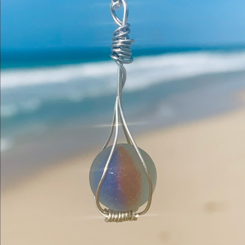Caribbean Marble Seaglass Necklace - Picture 6 of 9